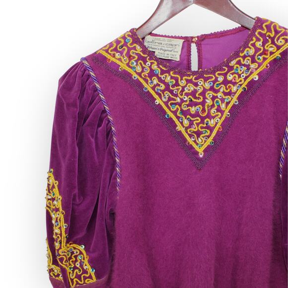 Vintage BettinaDiCapri Adrian'sOriginal Sweater Skirt Set Italy Cashmere Velvet - Picture 7 of 16